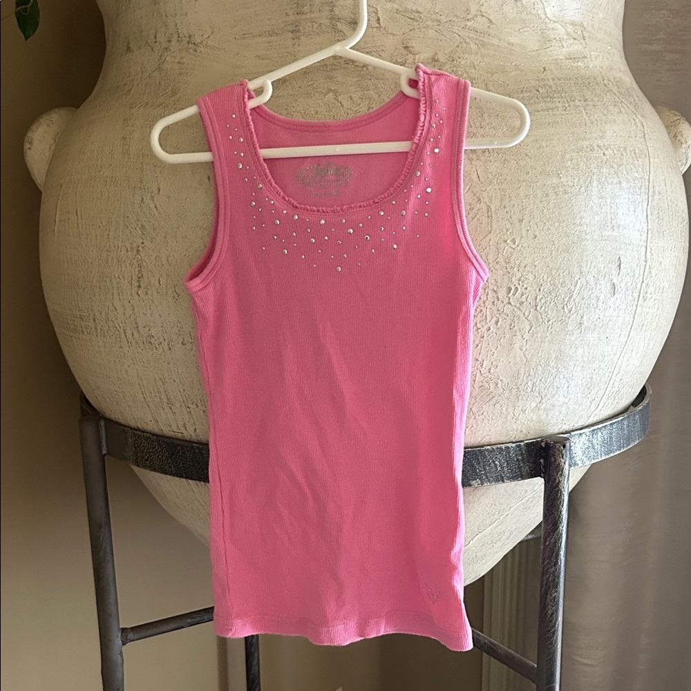 Justice Pink Tank Top with Glitter Details